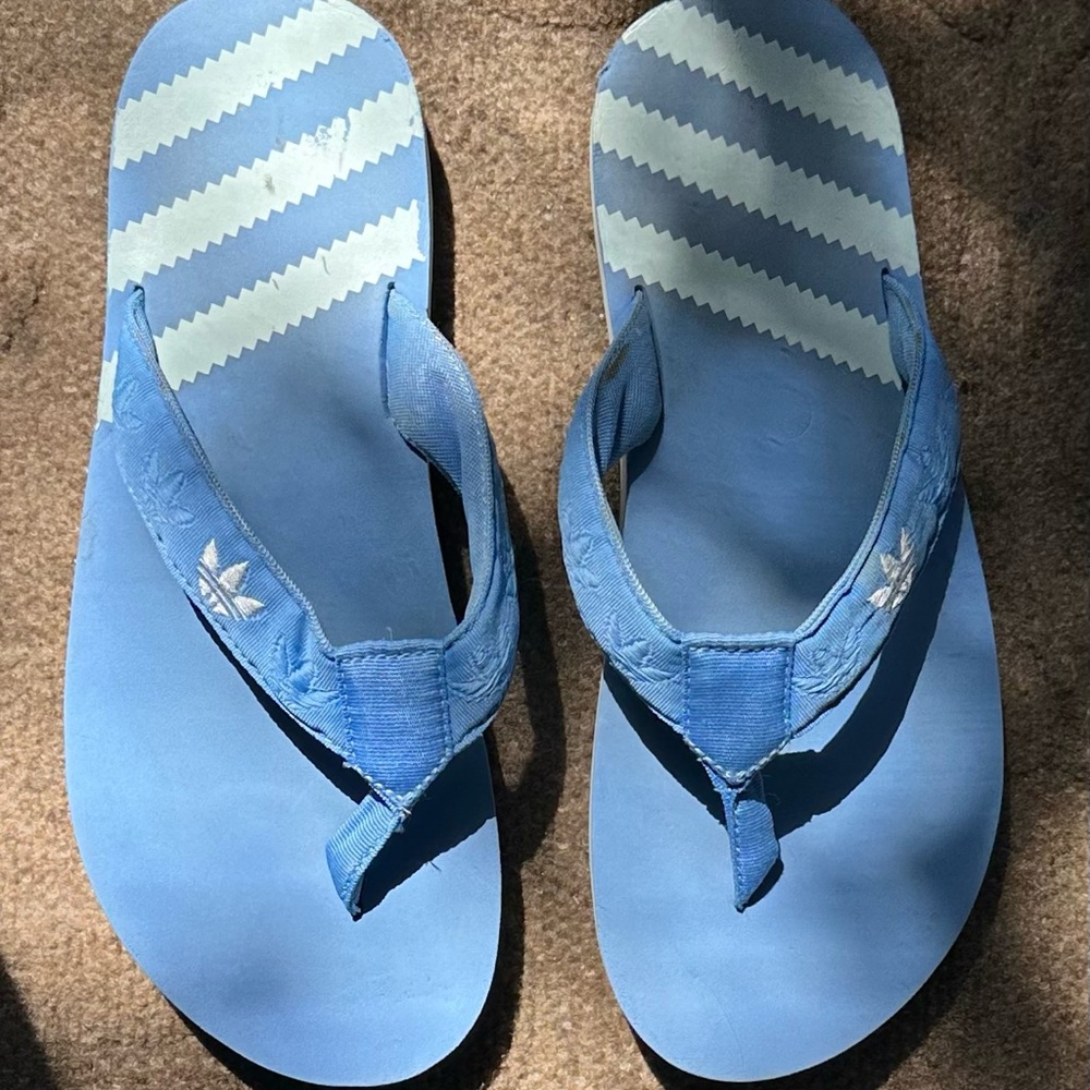 Adidas Men’s Logo Flip Flops Size 10 - Picture 2 of 9